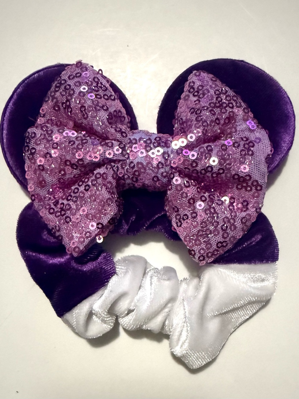 Sequin Bow Purple Kids Hair Scrunchie